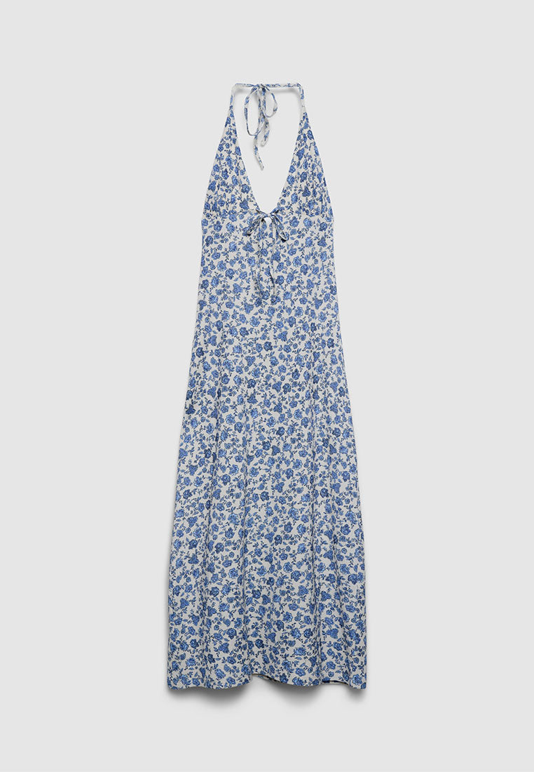 Women's Mini Flower design Halter Midi Dress
