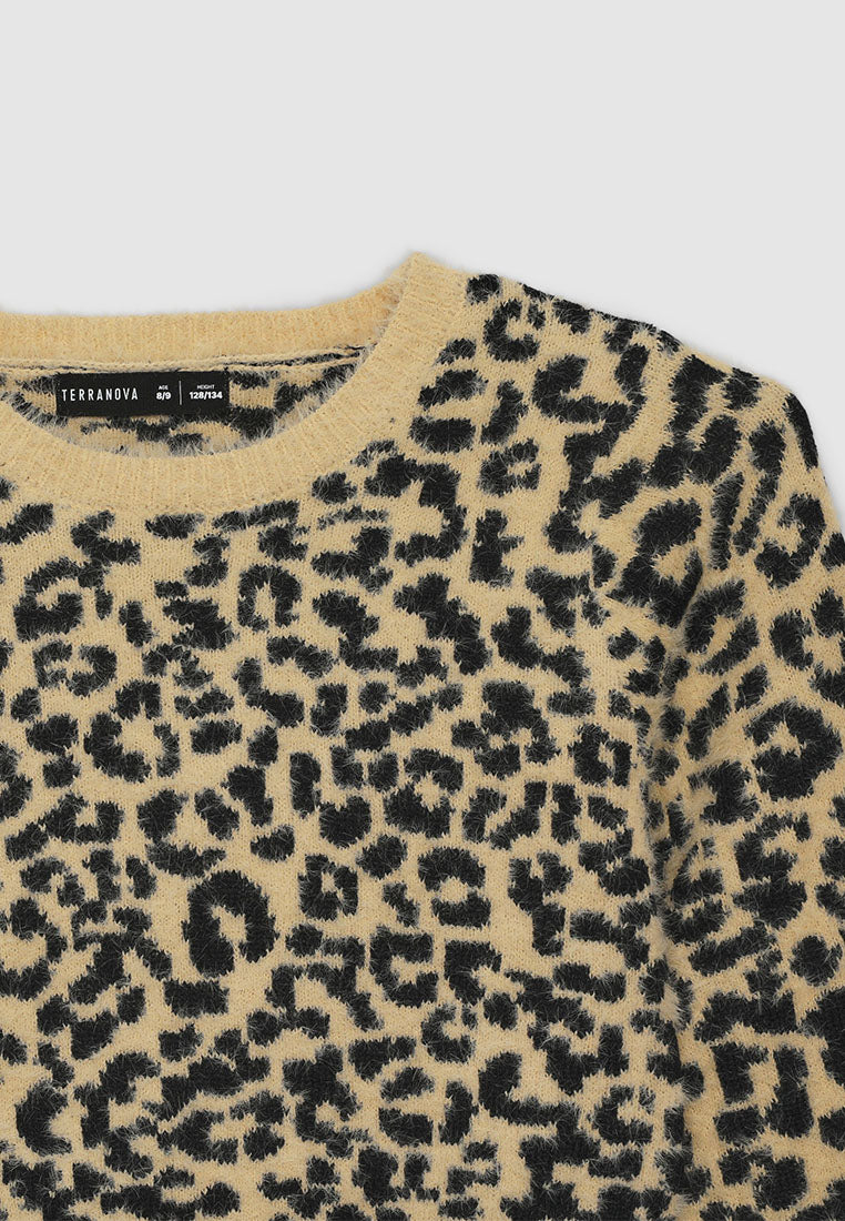 Animal print faux fur crop top for Girls