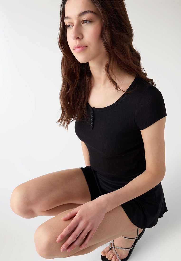 Women's Henley Rib-Knit Tee