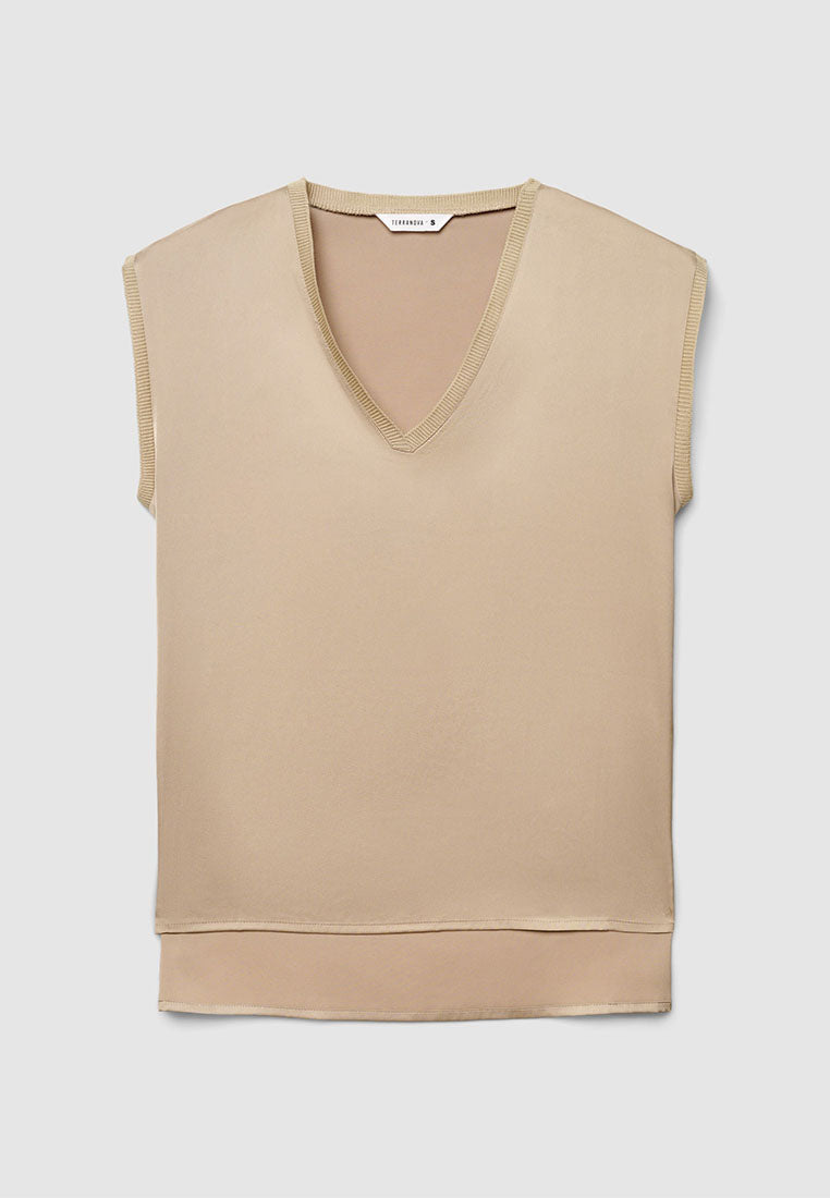 Women's Satin V-neck Top