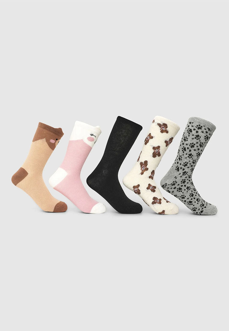 Pack of 5 animal print socks for Girls