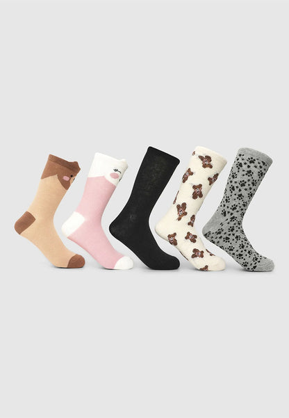 Pack of 5 animal print socks for Girls