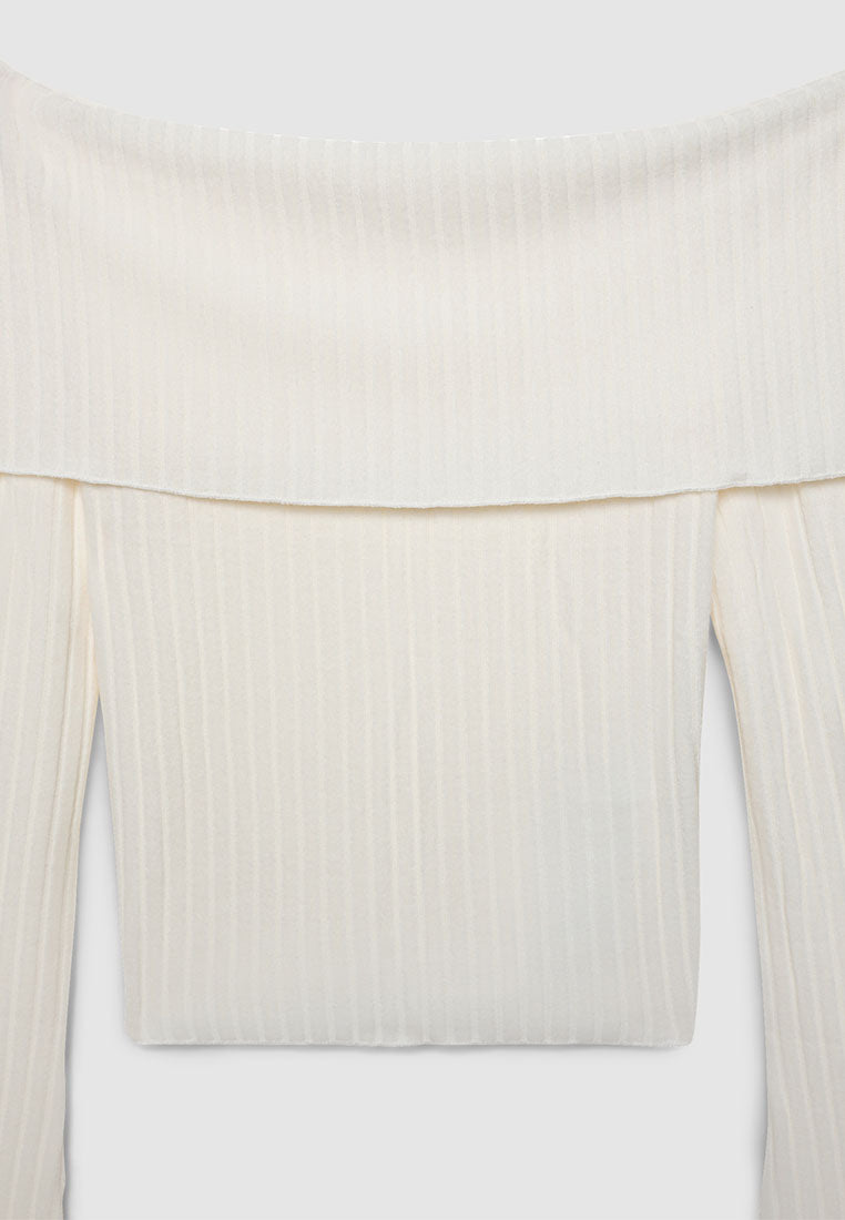 Women's Off-Shoulder Ribbed T-shirt
