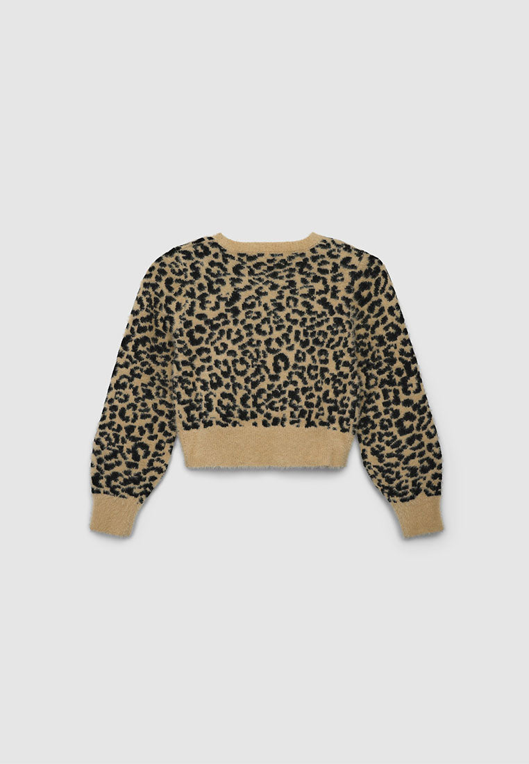 Animal print faux fur crop top for Girls