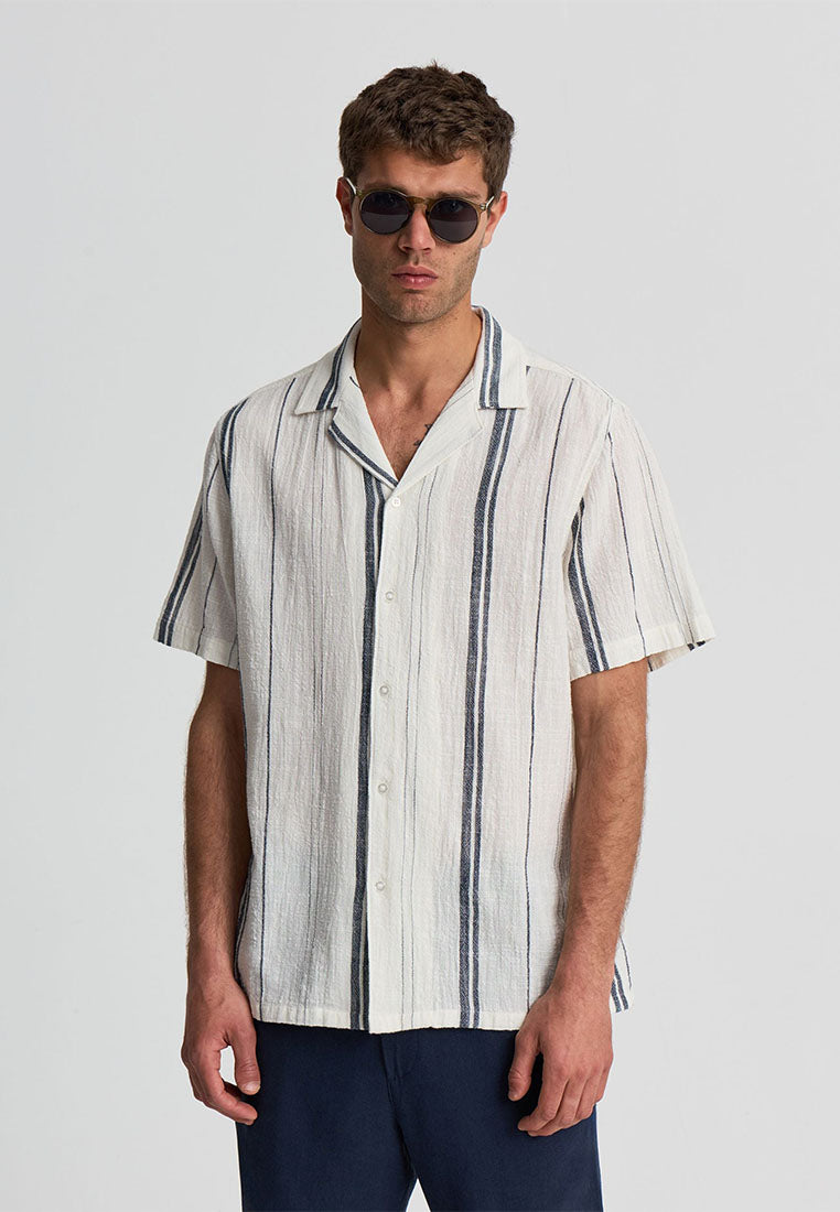 Men's Striped Bowling Shirt