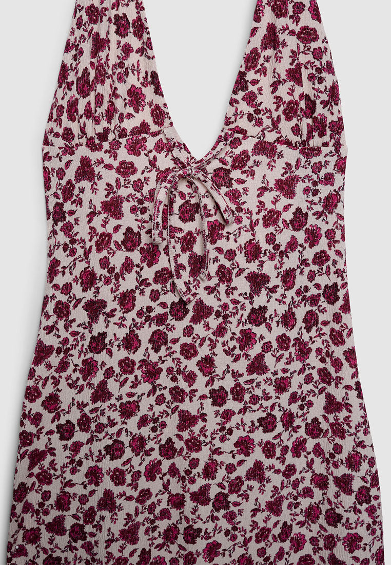 Women's Mini Flower design Halter Midi Dress