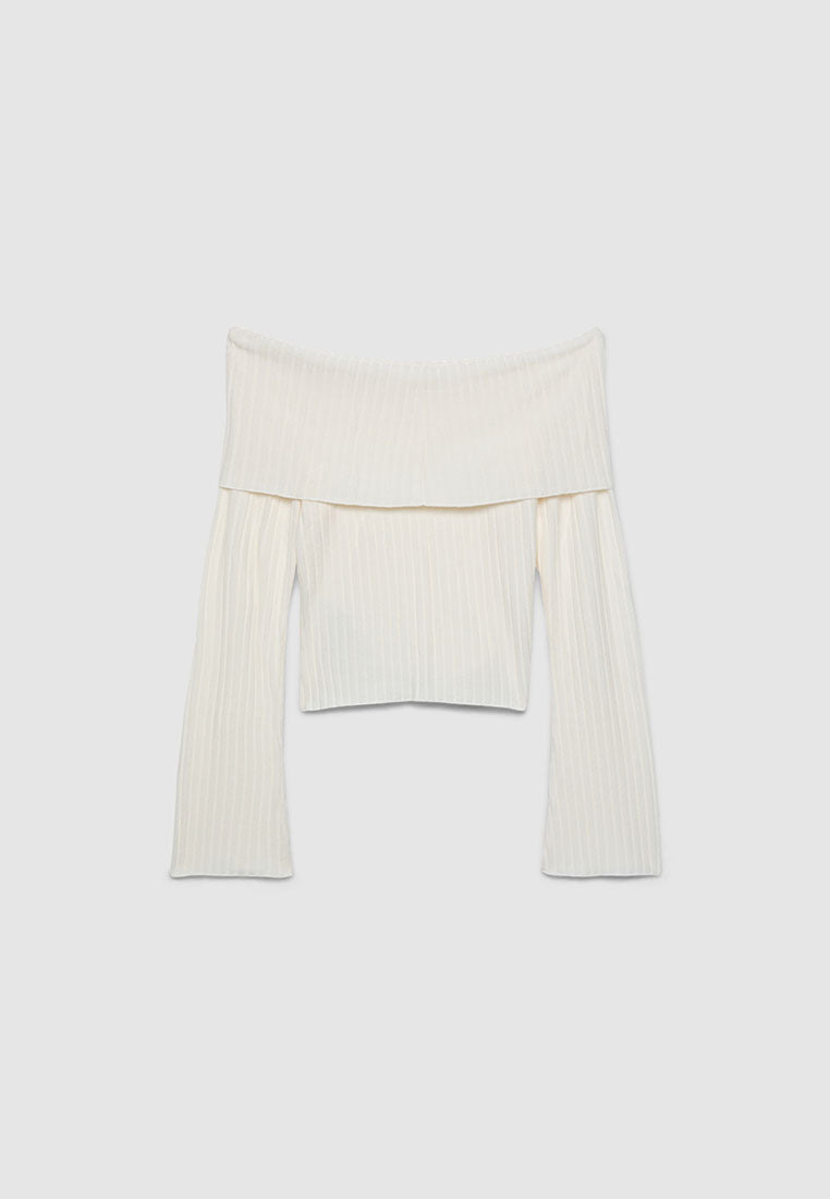 Women's Off-Shoulder Ribbed T-shirt