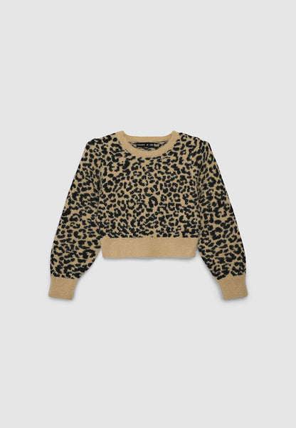 Animal print faux fur crop top for Girls