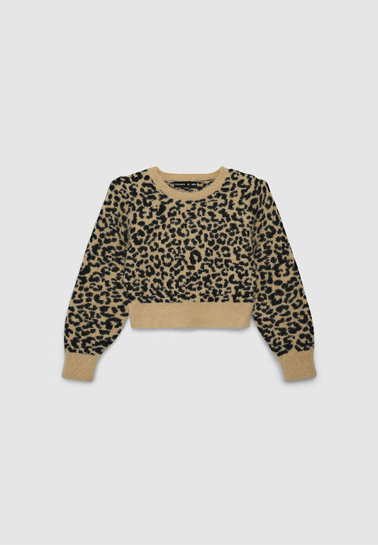 Animal print faux fur crop top for Girls