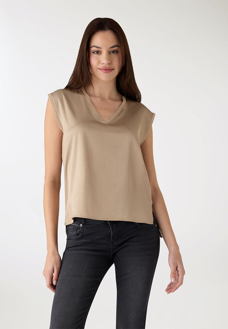 Women's Satin V-neck Top