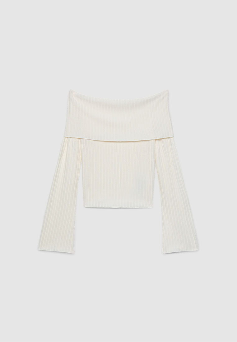 Women's Off-Shoulder Ribbed T-shirt