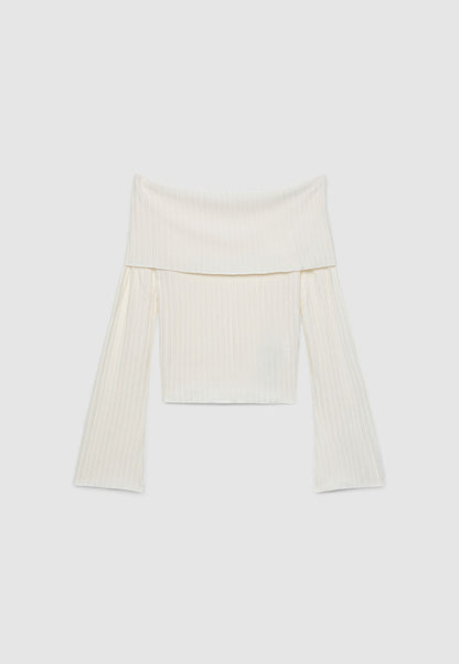 Women's Off-Shoulder Ribbed T-shirt