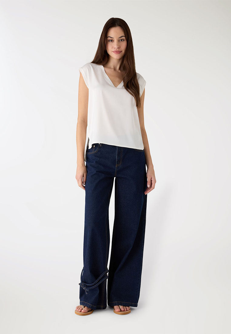 Women's Satin V-neck Top