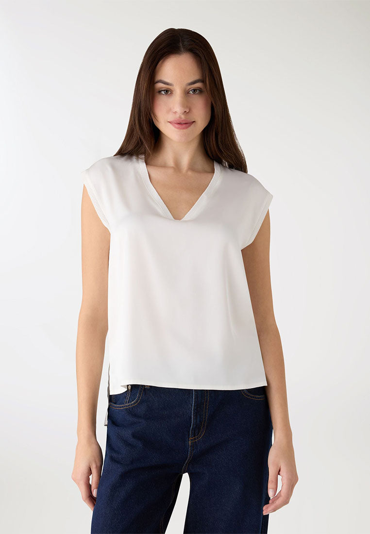 Women's Satin V-neck Top
