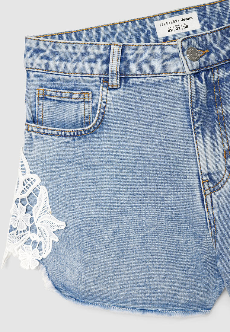 Women's Macramé Denim Shorts
