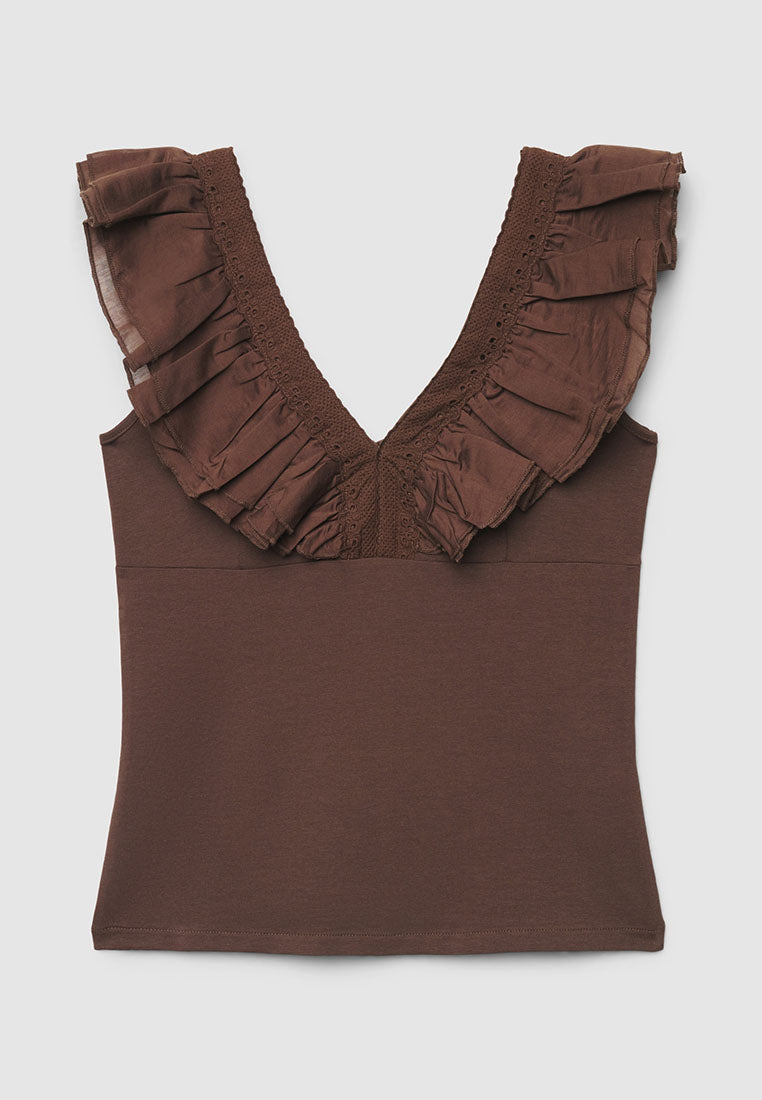 Women's V-Neck Ruffle-Trim Tank Top