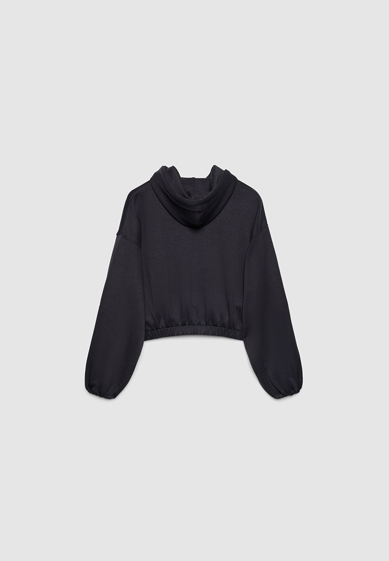 Women's Hooded Sweatshirt with Balloon Sleeve