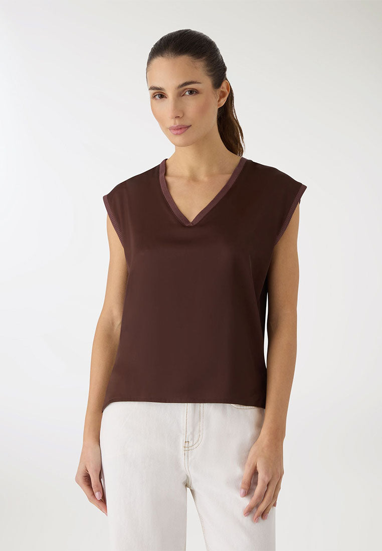 Women's Satin V-neck Top