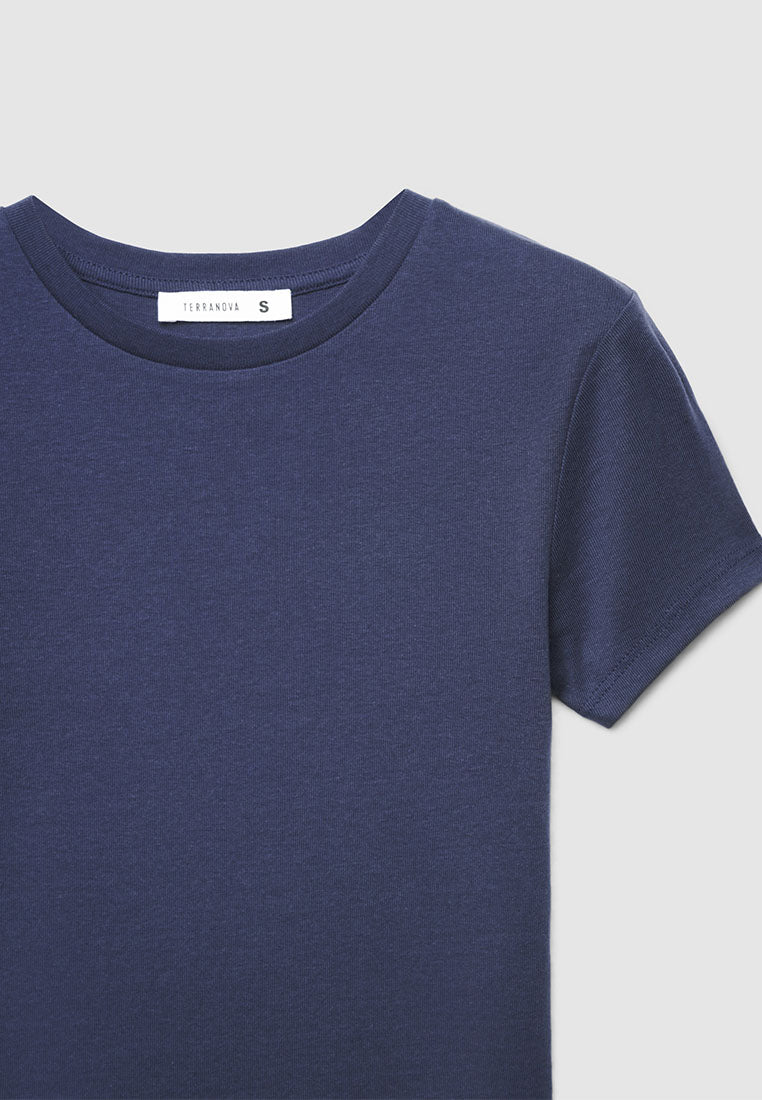 Plain colour crop T-shirt