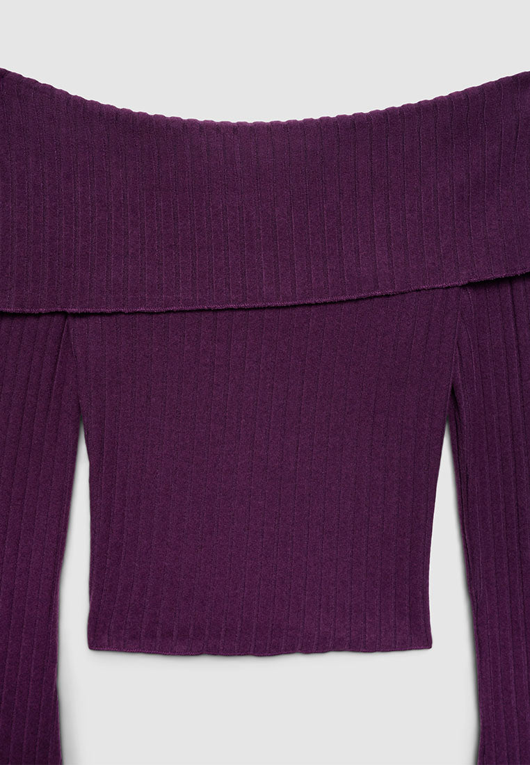 Women's Off-Shoulder Ribbed T-shirt