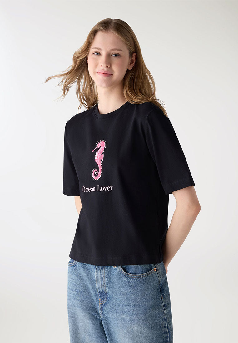 Women's Sea print T-shirt