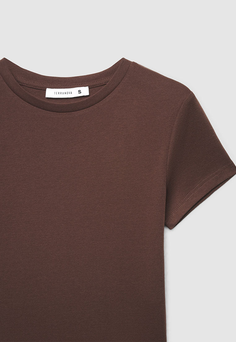 Plain colour crop T-shirt