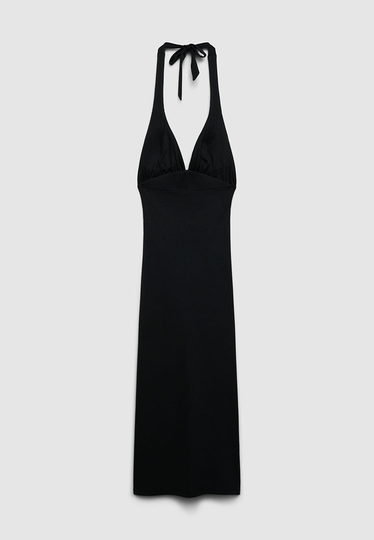 Women's Ribbed Halter Midi Dress