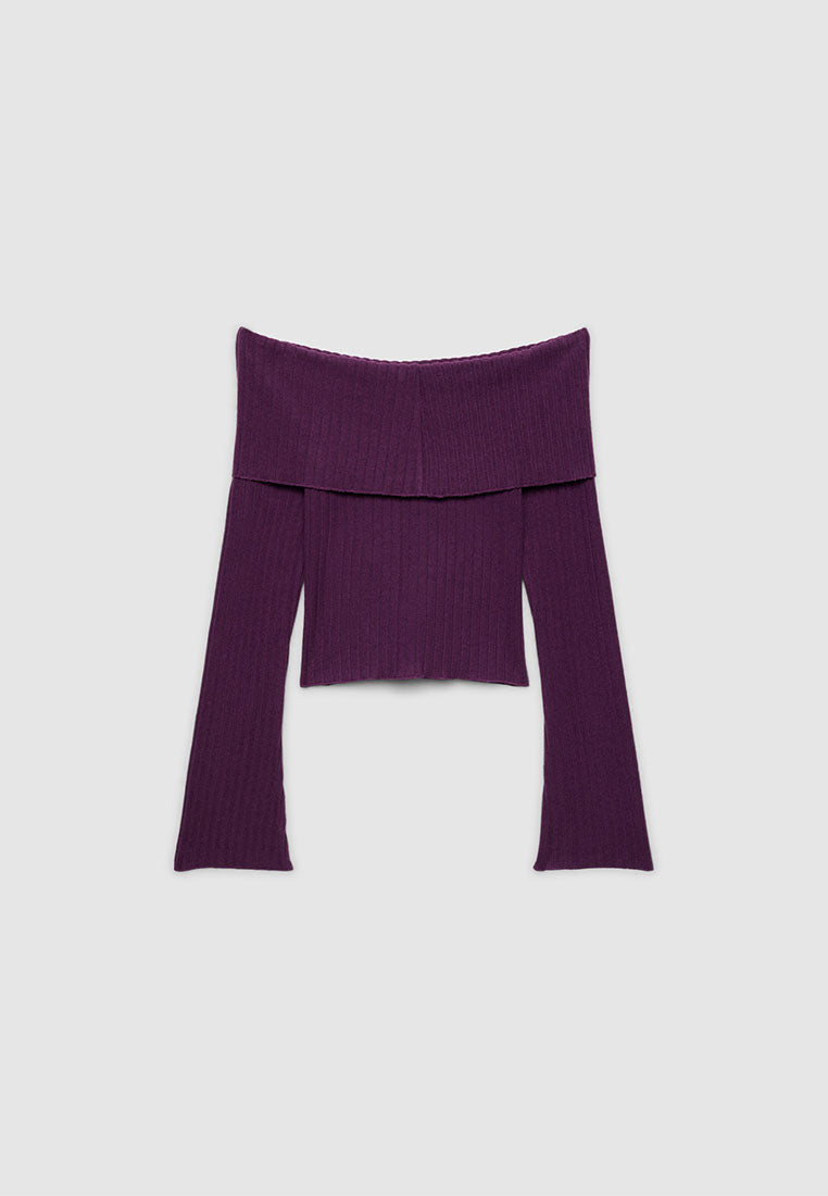 Women's Off-Shoulder Ribbed T-shirt