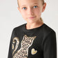 Long-sleeve T-shirt with sparkly animal print for Girls