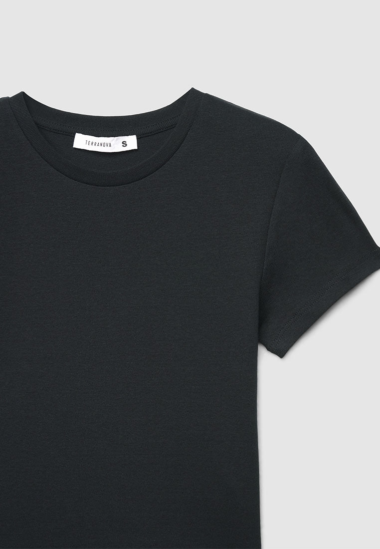 Plain colour crop T-shirt