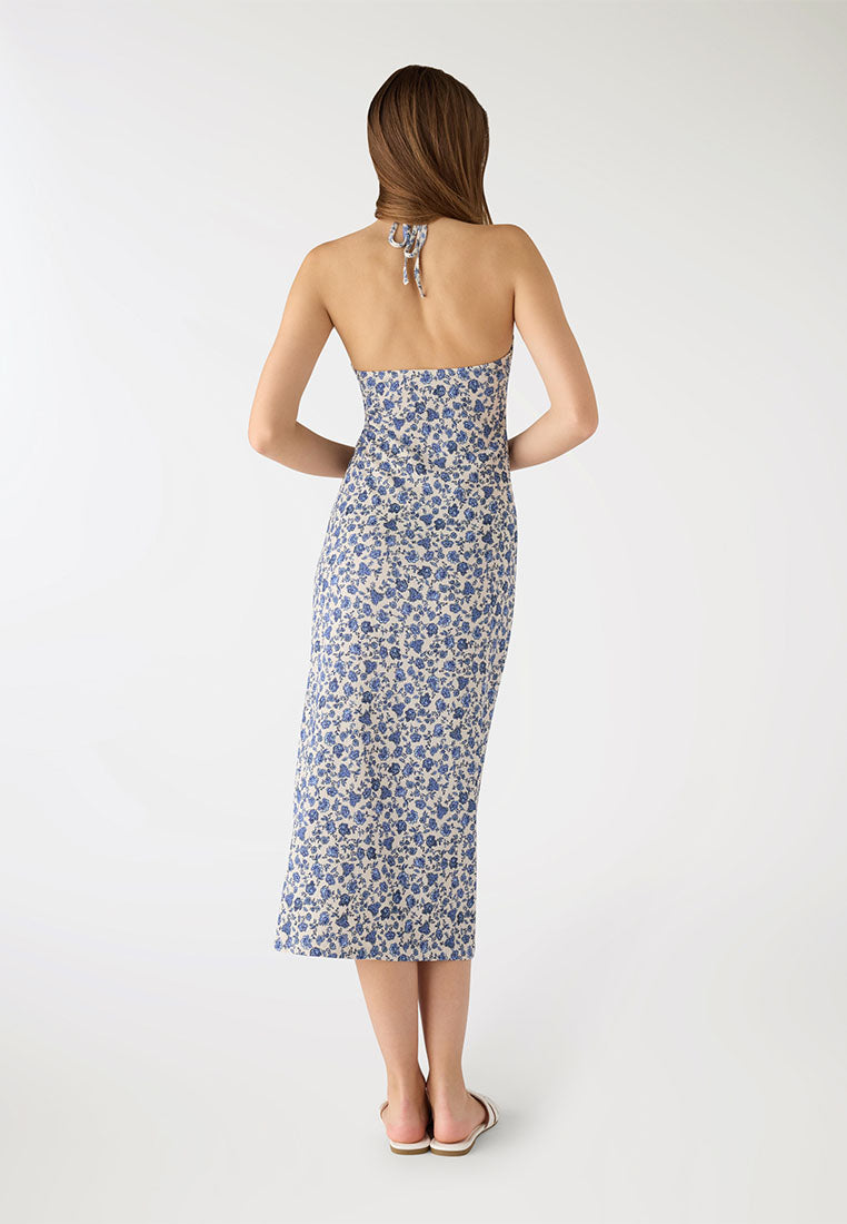 Women's Mini Flower design Halter Midi Dress