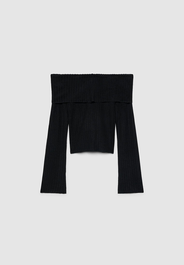 Women's Off-Shoulder Ribbed T-shirt