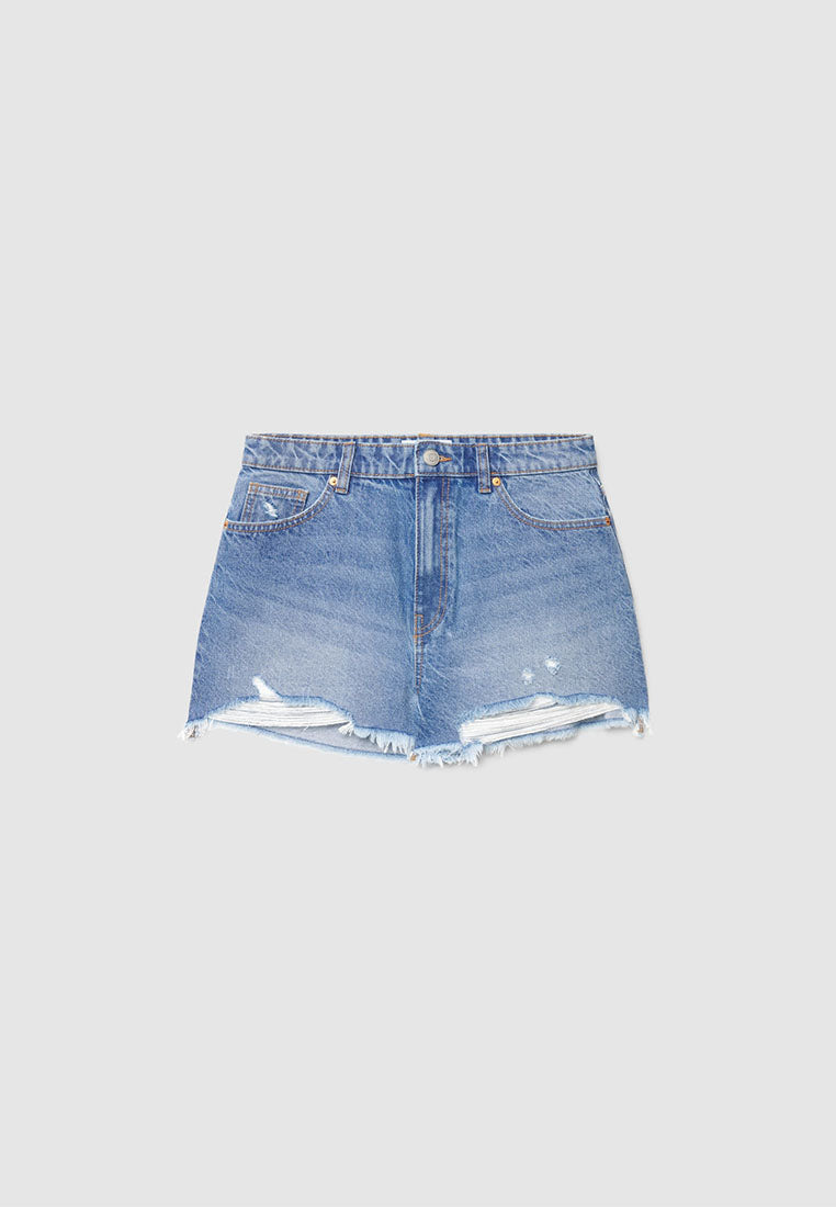 Women's Ripped Mom Denim Jeans Shorts