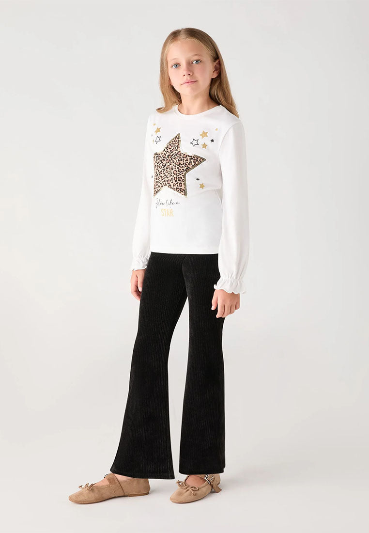 Long-sleeve T-shirt with sparkly animal print for Girls