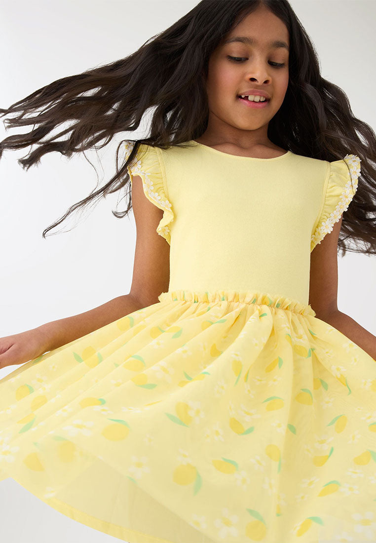 Printed Tulle Skirt Dress for Girls