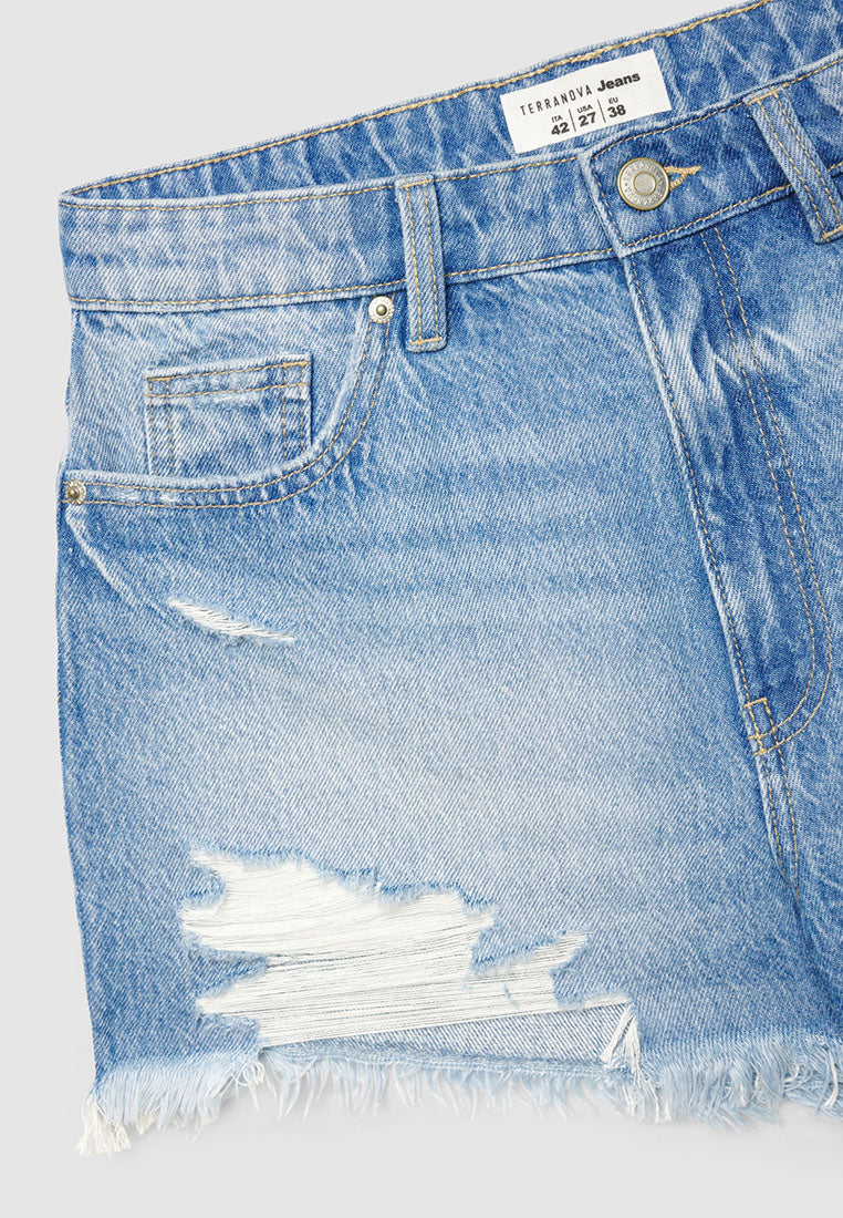 Women's Ripped Mom Denim Shorts