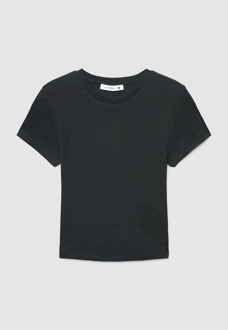 Plain colour crop T-shirt