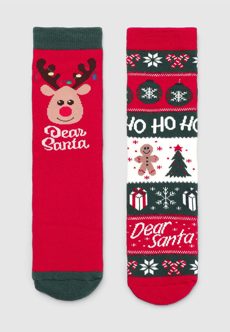 Pack of 2 Non-Slip Christmas Socks for Boys