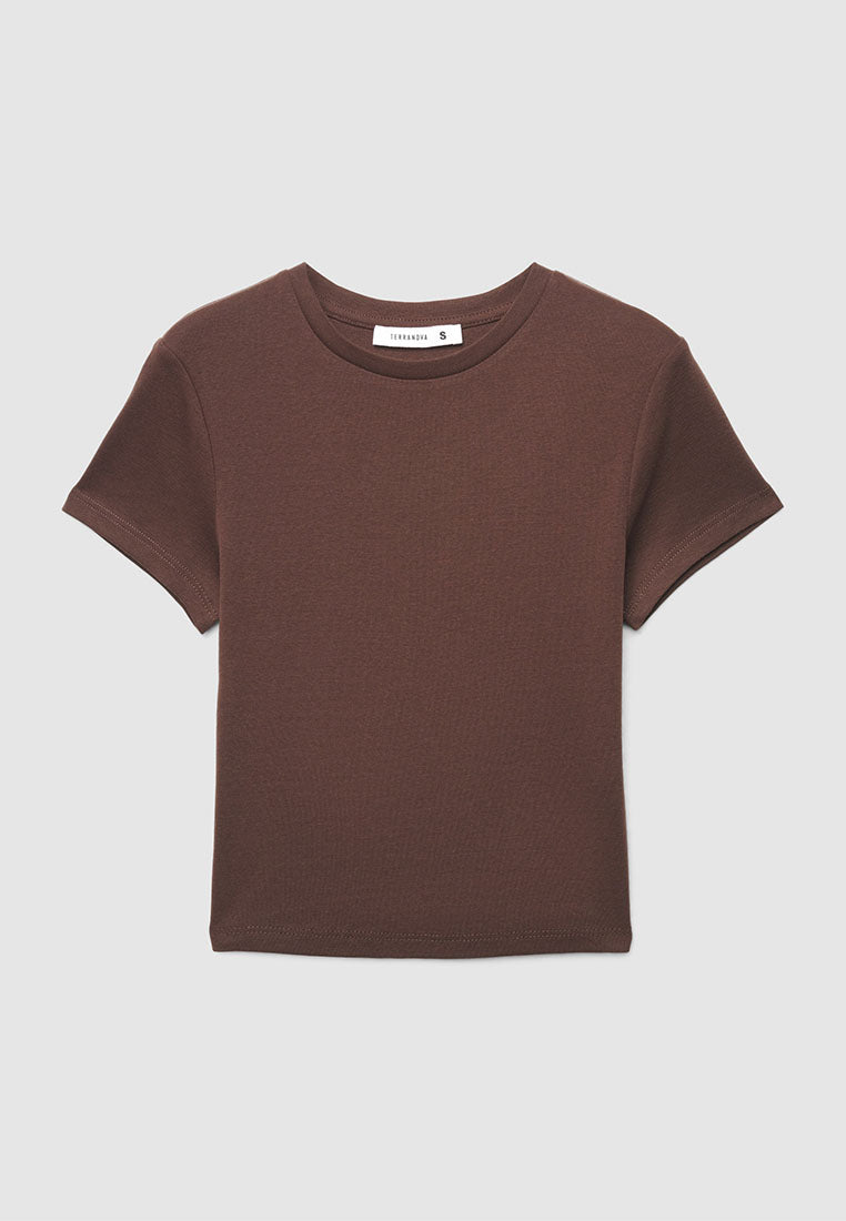 Plain colour crop T-shirt