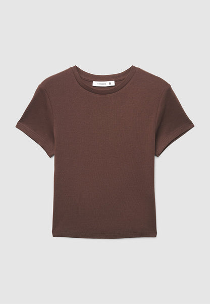 Plain colour crop T-shirt