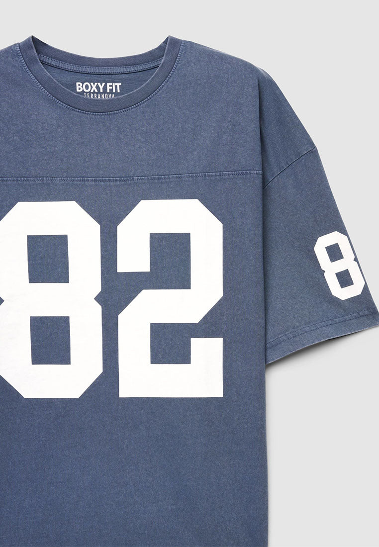 Men's "82" Number Print Boxy Fit Varsity T-Shirt