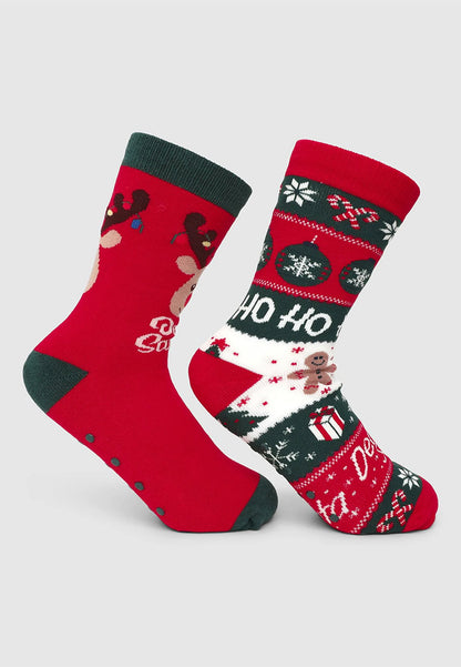 Pack of 2 Non-Slip Christmas Socks for Boys