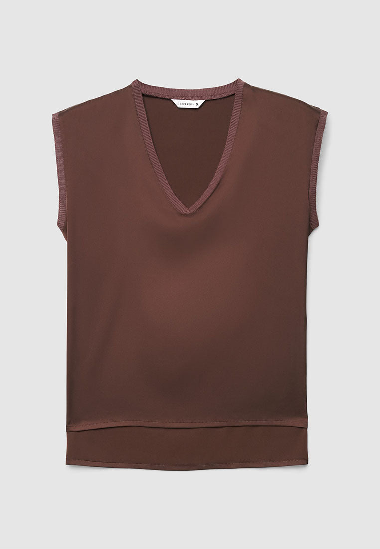 Women's Satin V-neck Top