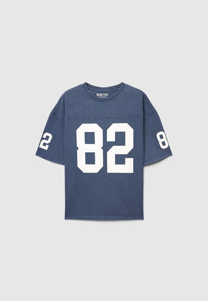 Men's "82" Number Print Boxy Fit Varsity T-Shirt