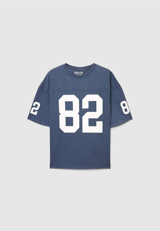 Men's "82" Number Print Boxy Fit Varsity T-Shirt