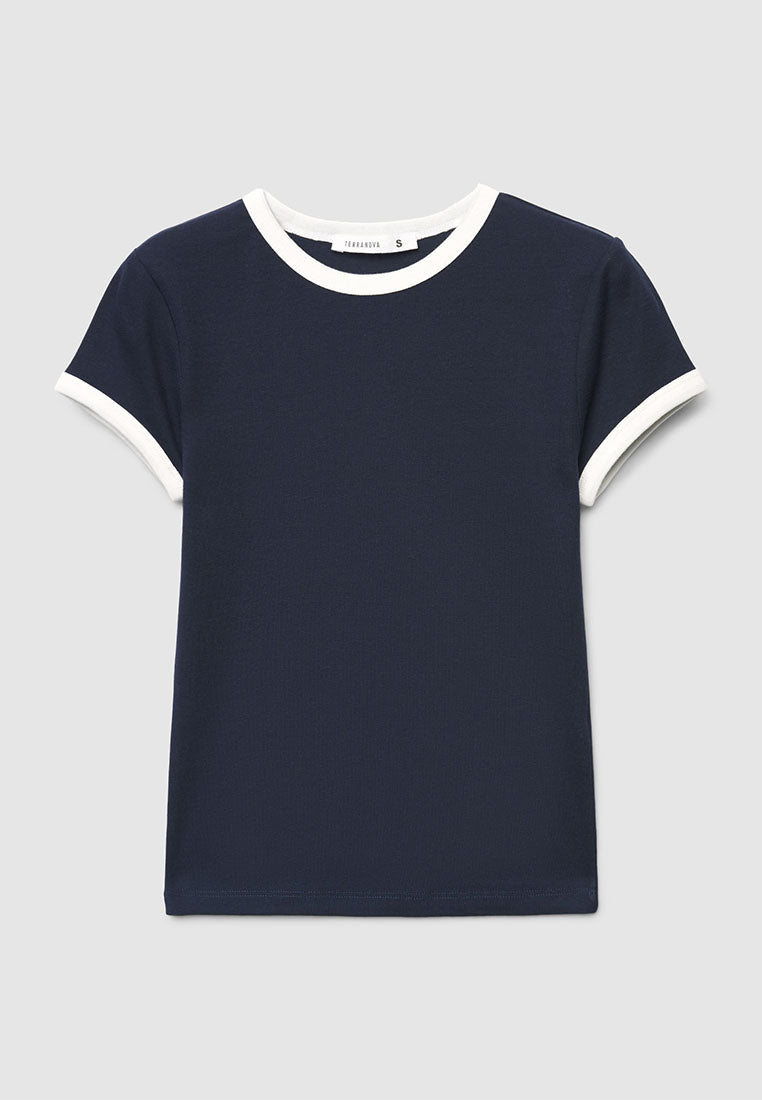 Women's Contrast Trim Crop T-Shirt