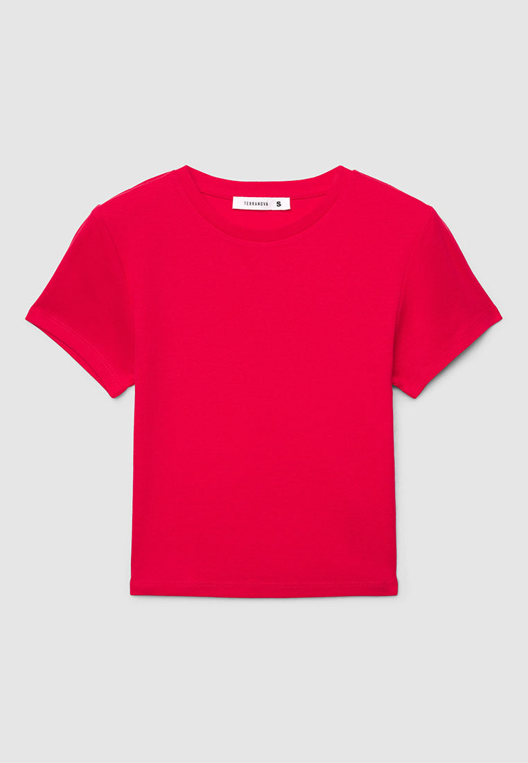 Plain colour crop T-shirt