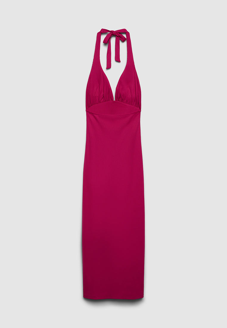 Women's Ribbed Halter Midi Dress