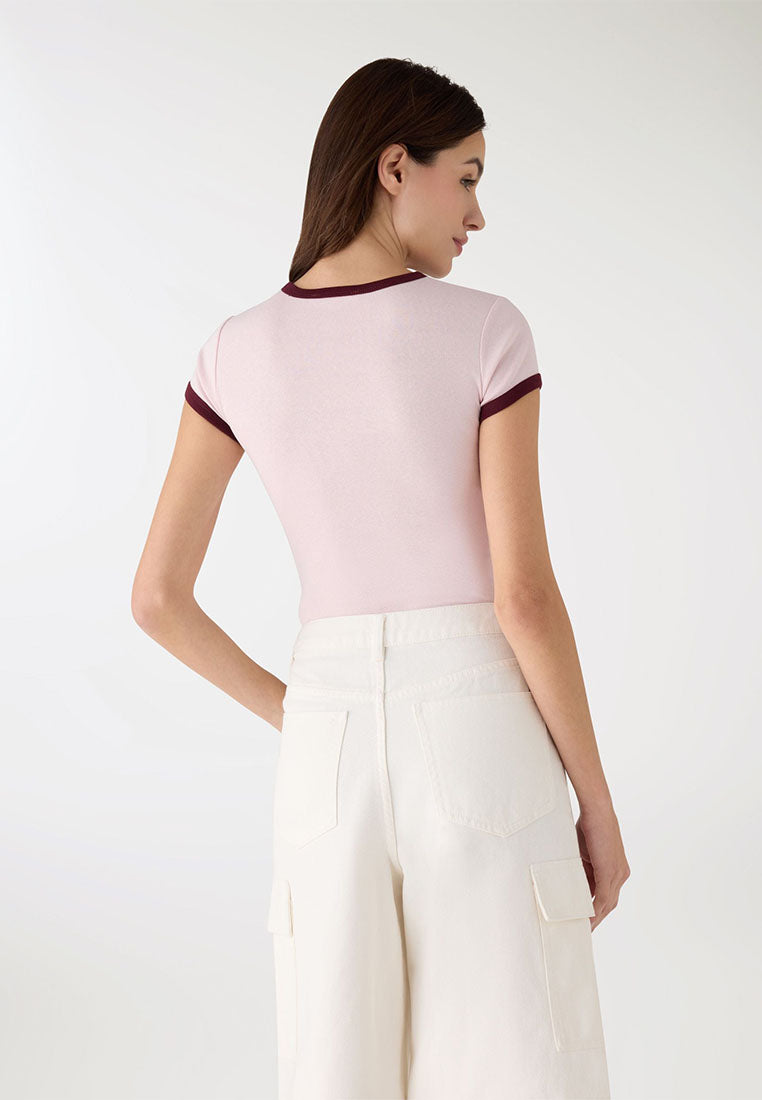 Women's Contrast Trim Crop T-Shirt