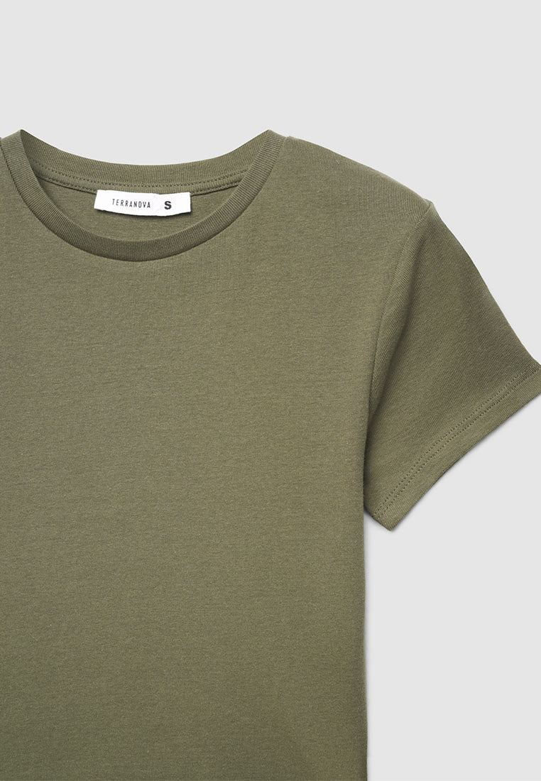 Plain colour crop T-shirt